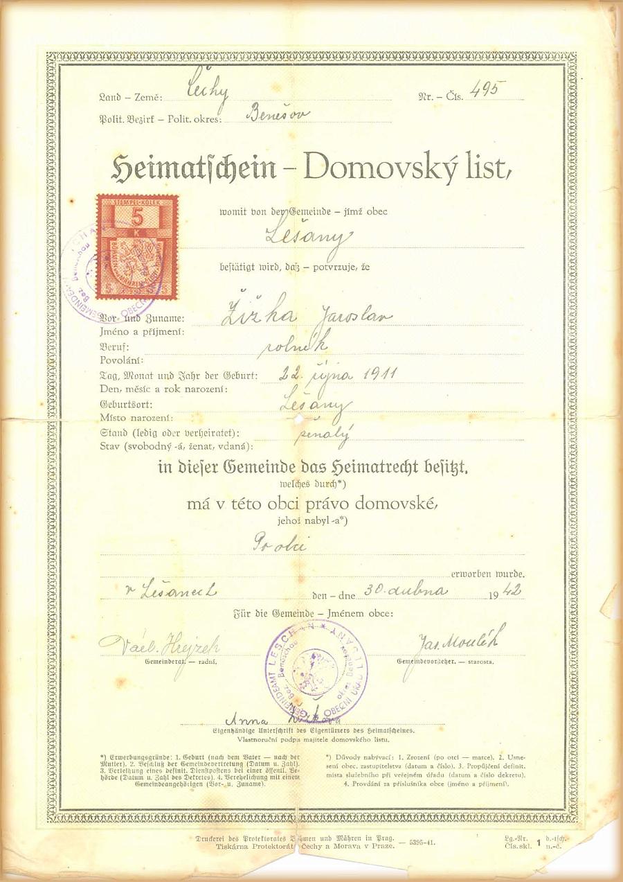 Domovský list - 30.dubna 1942